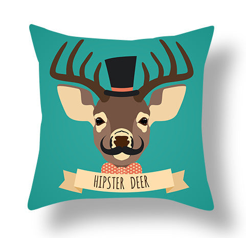 HKM-772115 Animal-Themed Short Plush Cushion Cover - Cartoon Design, 45x45cm