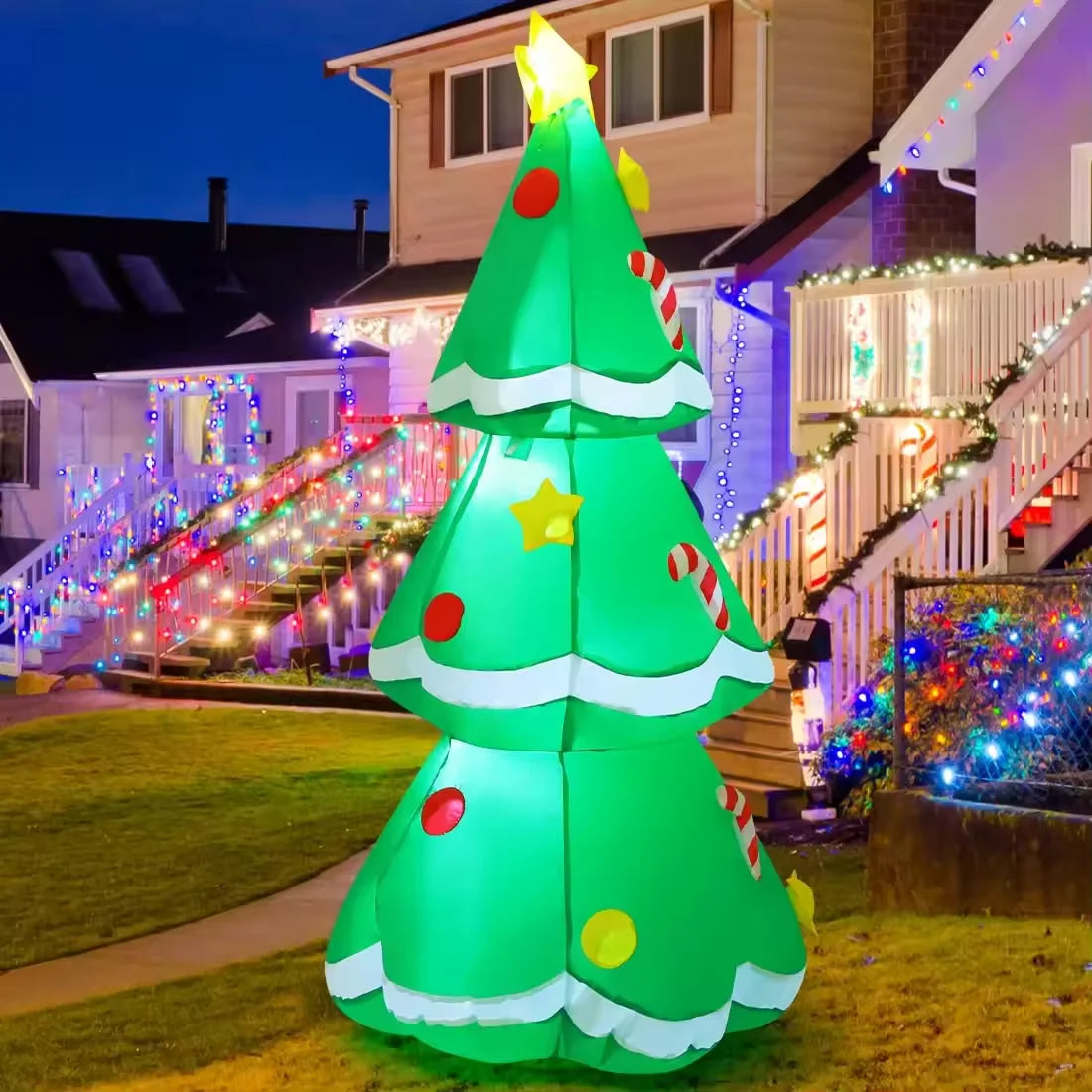 KTX-772179 5 FT Inflatable Christmas Tree with LED Lights for Outdoor Decoration