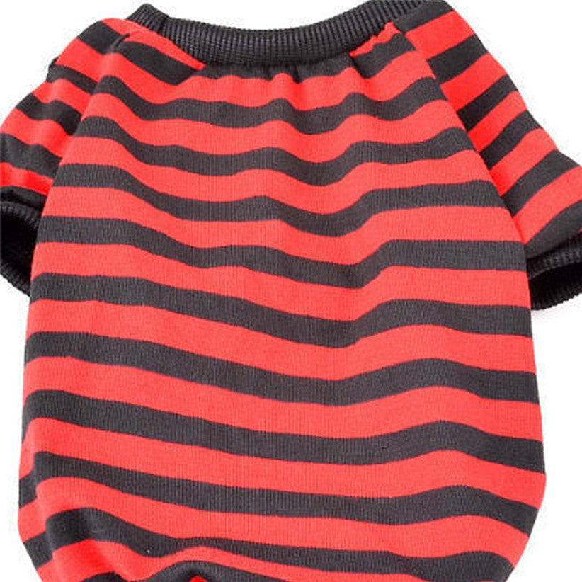 HKM-772179 Casual Striped Round Neck T-Shirt for Dogs - Warm and Comfortable Pet Clothing