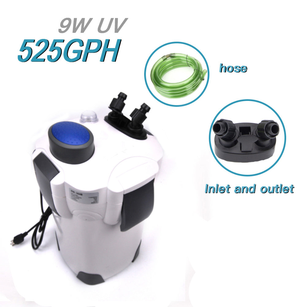 HKM-772243 Canister Filter with UV Lamp for Effective Water Purification and Algae Control, 525 GPH Flow Rate