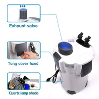 HKM-772243 Canister Filter with UV Lamp for Effective Water Purification and Algae Control, 525 GPH Flow Rate