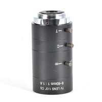 HKM-772307 Manual Aperture 6-60mm CS Mount Camera Lens with 1:1.6 Aperture and 0.3m Closest Object Distance