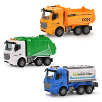 HKM-772371 3-Piece Friction Construction Truck Set - Plastic Truck Toys for Kids