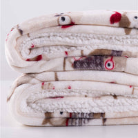 HKM-772499 Double-Thickened Polyester Blanket with Imitation Lambskin Design and Floral Pattern