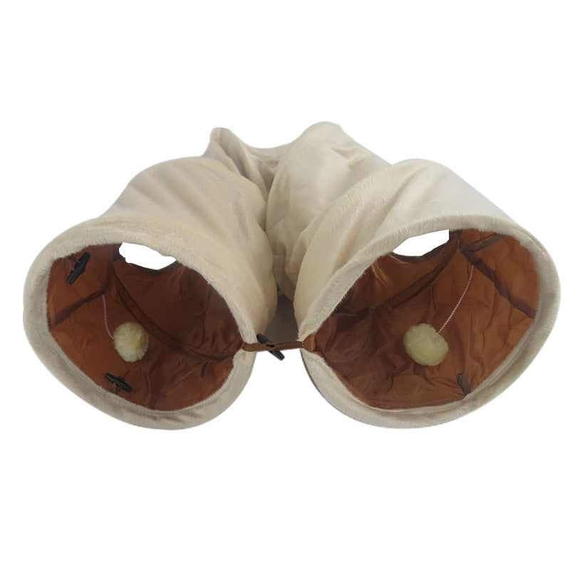 HKM-772563 Collapsible Cat Tunnel Made of Short Plush and Oxford Cloth - 25x120 cm