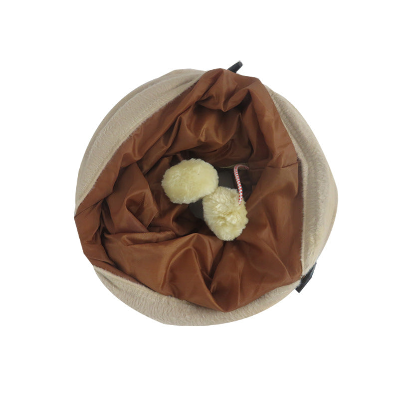 HKM-772563 Collapsible Cat Tunnel Made of Short Plush and Oxford Cloth - 25x120 cm