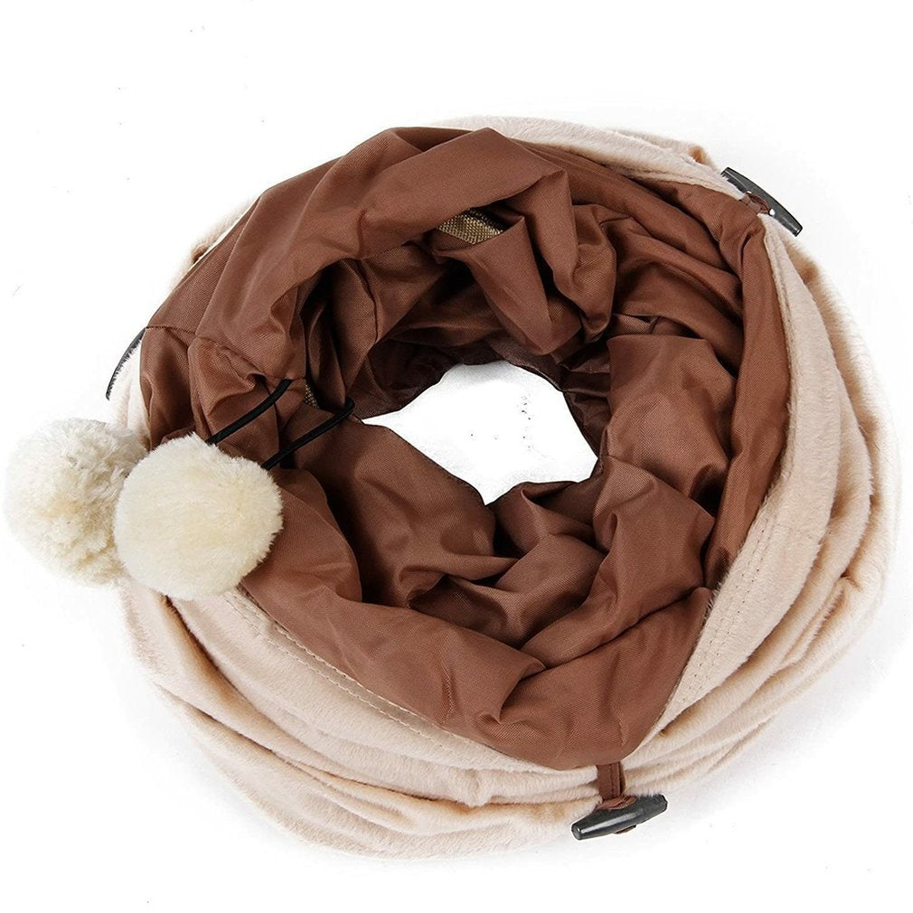 HKM-772563 Collapsible Cat Tunnel Made of Short Plush and Oxford Cloth - 25x120 cm