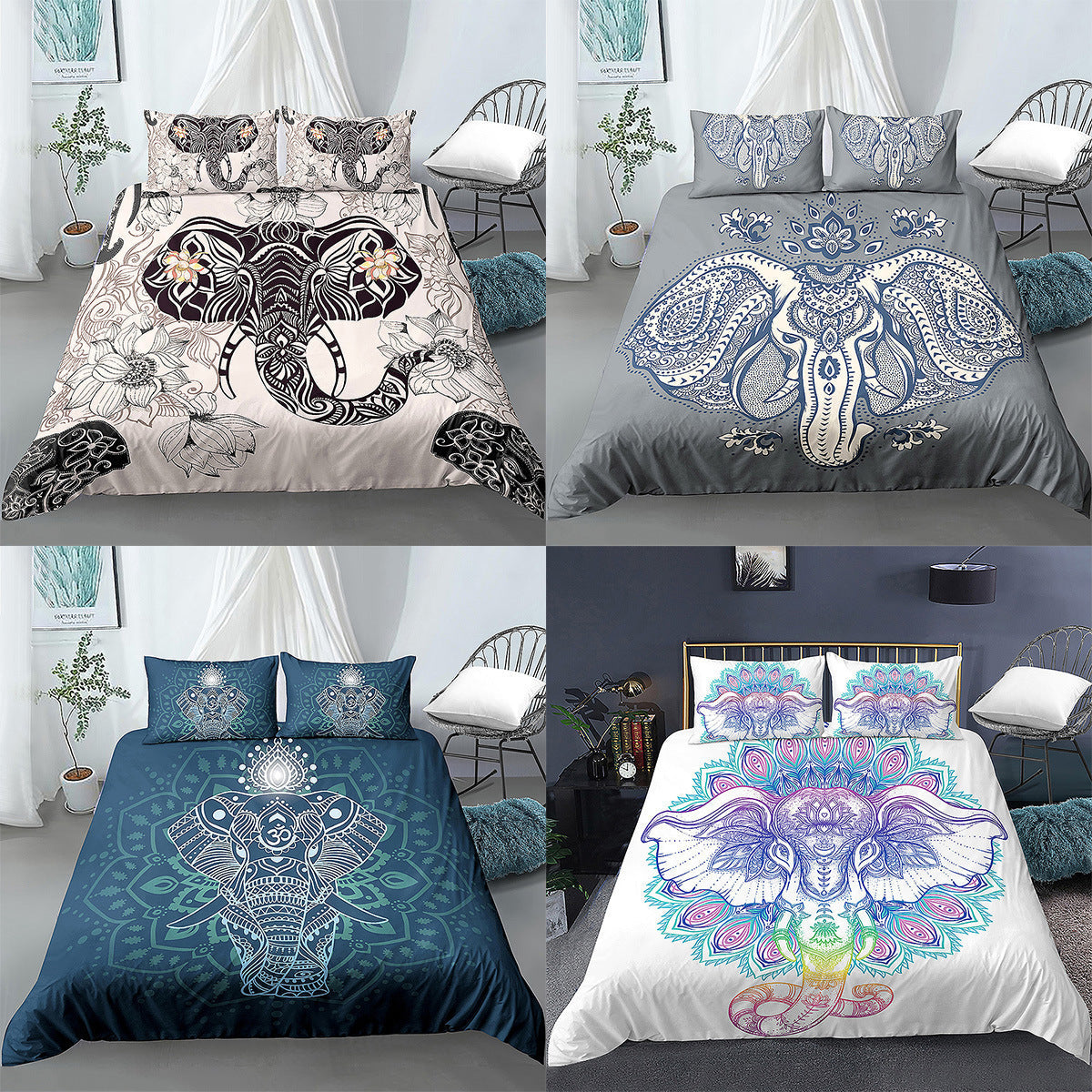 HKM-772563 Digital Printed Cartoon Elephant Bedding Set - Multiple Sizes Available