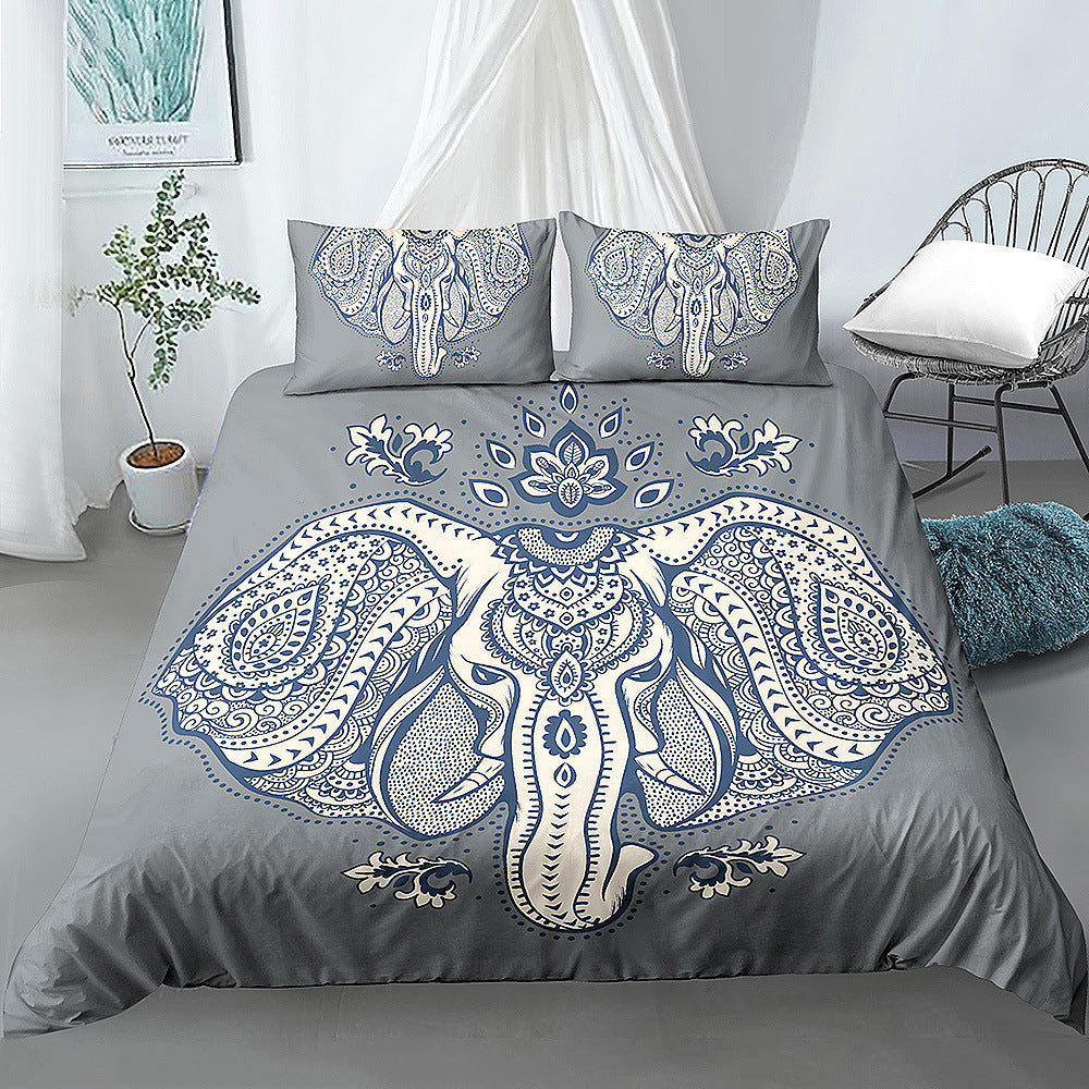 HKM-772563 Digital Printed Cartoon Elephant Bedding Set - Multiple Sizes Available