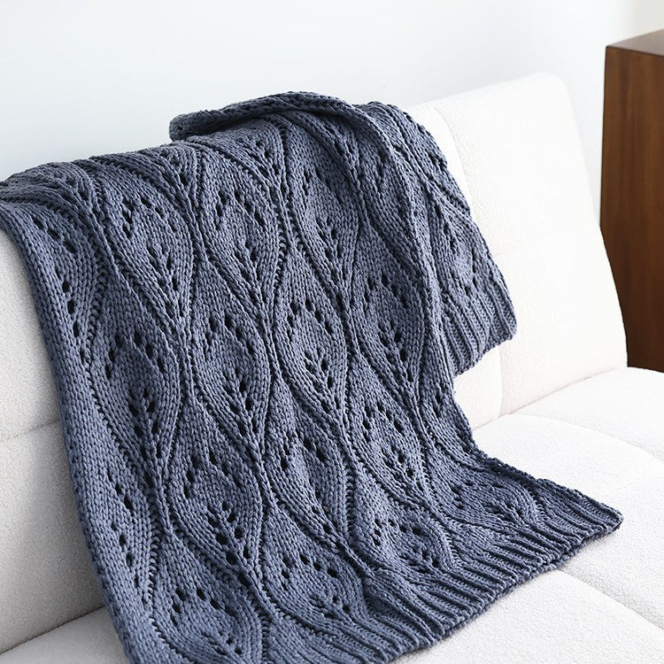 HKM-772563 Nordic Style Solid Color Knitted Leisure Blanket in Various Sizes