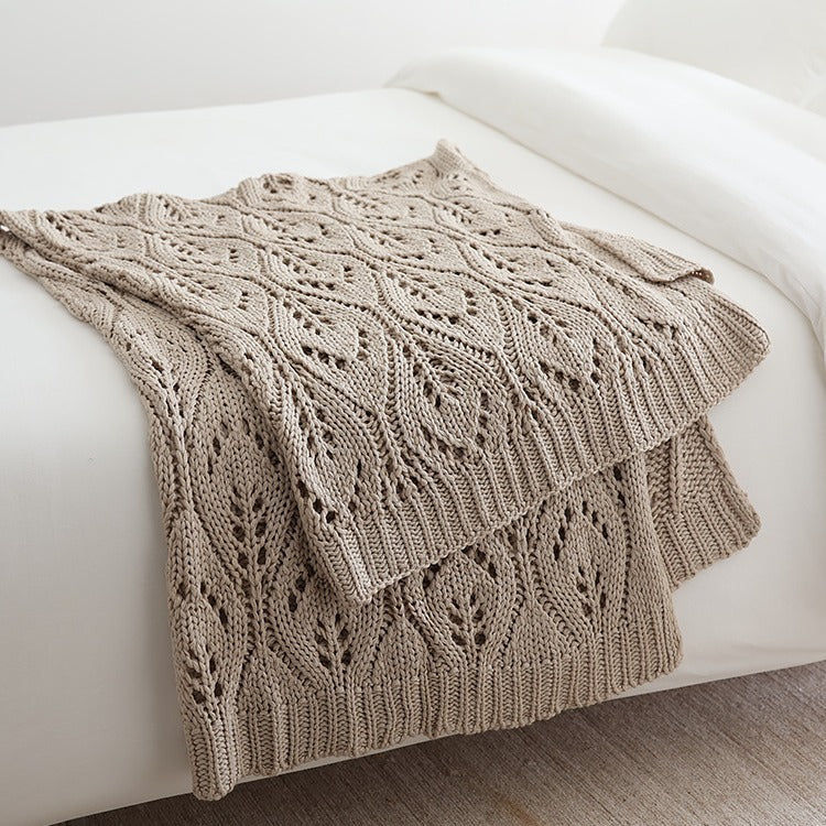HKM-772563 Nordic Style Solid Color Knitted Leisure Blanket in Various Sizes