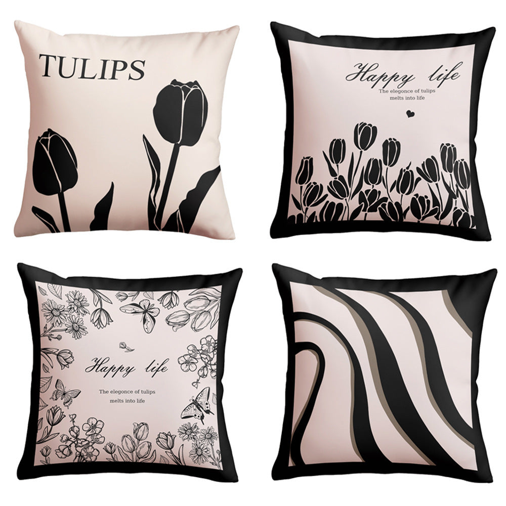 HKM-772691 Retro Sunflower Jacquard Pillow Cover - European Classical Design, 40x40cm, 45x45cm, and 50x50cm Options