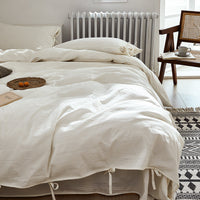 HKM-772883 Pure Cotton White Four-Piece Quilt Cover Bedding Set