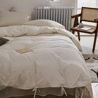 HKM-772883 Pure Cotton White Four-Piece Quilt Cover Bedding Set