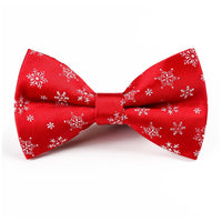 HKM-773011 Christmas-Themed Bow Tie with Snowflake and Bell Design - Unisex Polyester Silk Collar Accessory