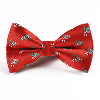 HKM-773011 Christmas-Themed Bow Tie with Snowflake and Bell Design - Unisex Polyester Silk Collar Accessory