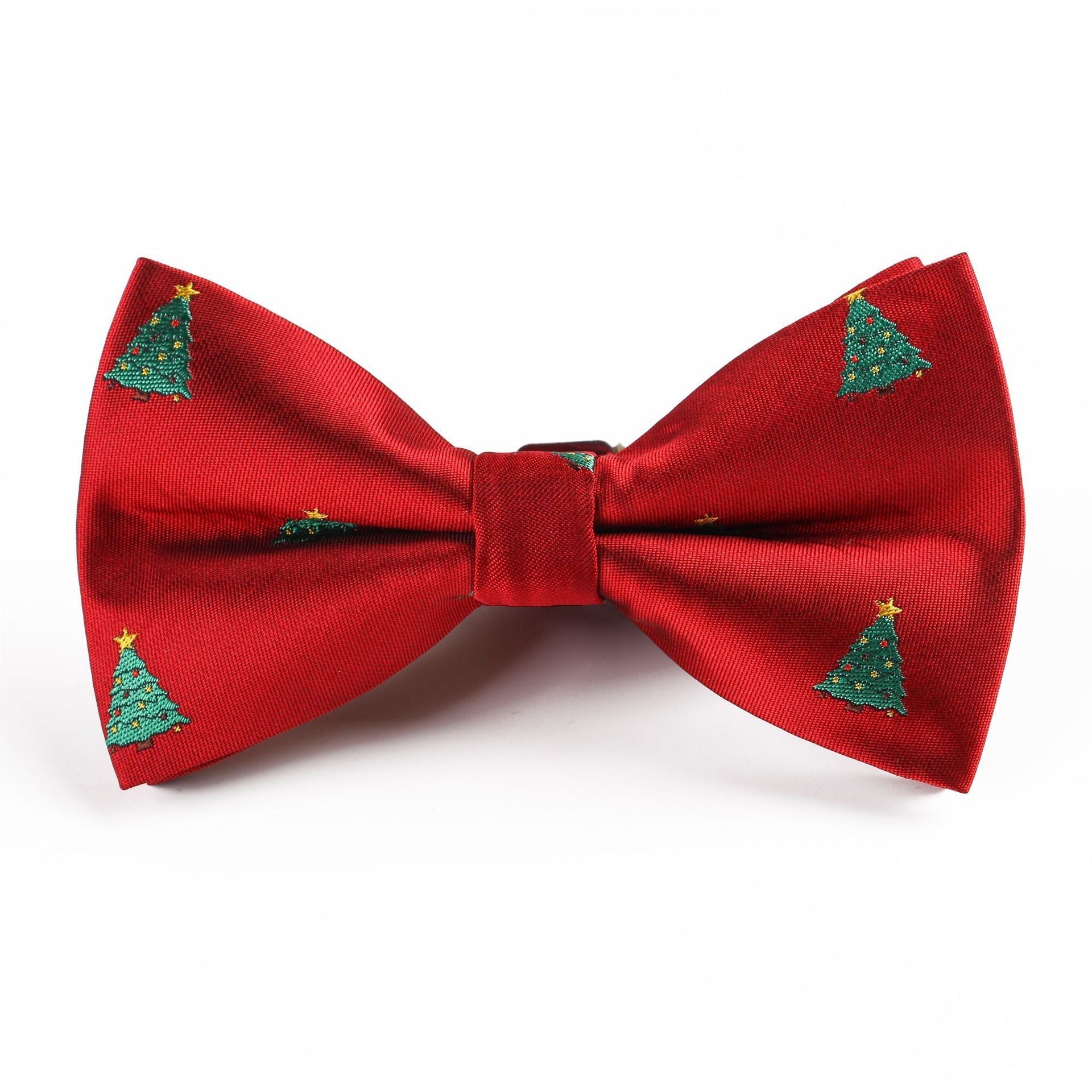 HKM-773011 Christmas-Themed Bow Tie with Snowflake and Bell Design - Unisex Polyester Silk Collar Accessory