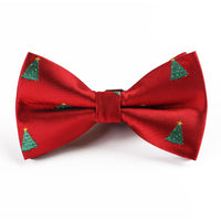 HKM-773011 Christmas-Themed Bow Tie with Snowflake and Bell Design - Unisex Polyester Silk Collar Accessory