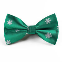 HKM-773011 Christmas-Themed Bow Tie with Snowflake and Bell Design - Unisex Polyester Silk Collar Accessory