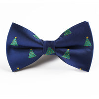HKM-773011 Christmas-Themed Bow Tie with Snowflake and Bell Design - Unisex Polyester Silk Collar Accessory