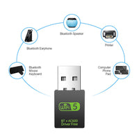 HKM-773075 Wireless Bluetooth Receiver and Hotspot Emitter - 600 Mbps, Compatible with Windows XP/7/8/10/Vista, USB 2.0