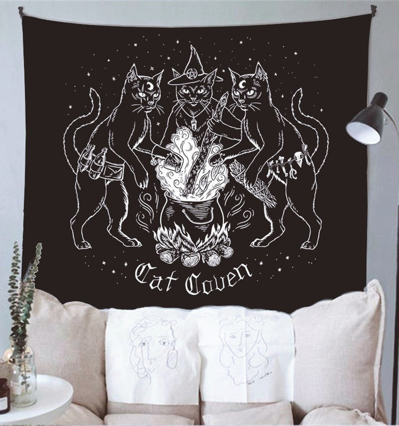 HKM-773267 Nordic Rectangle Tapestry with Cartoon/Anime Design and Mysterious Inscription