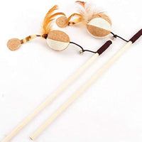 HKM-773331 Teaser Feather Toys Kitten Funny Colorful Rod Cat Wand Toys Wood Pet Cat Toys Interactive Stick Pet Cat Supplies