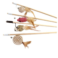 HKM-773331 Teaser Feather Toys Kitten Funny Colorful Rod Cat Wand Toys Wood Pet Cat Toys Interactive Stick Pet Cat Supplies