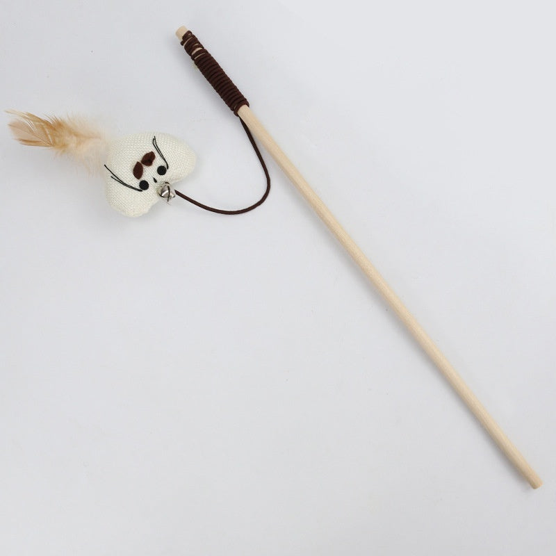 HKM-773331 Teaser Feather Toys Kitten Funny Colorful Rod Cat Wand Toys Wood Pet Cat Toys Interactive Stick Pet Cat Supplies