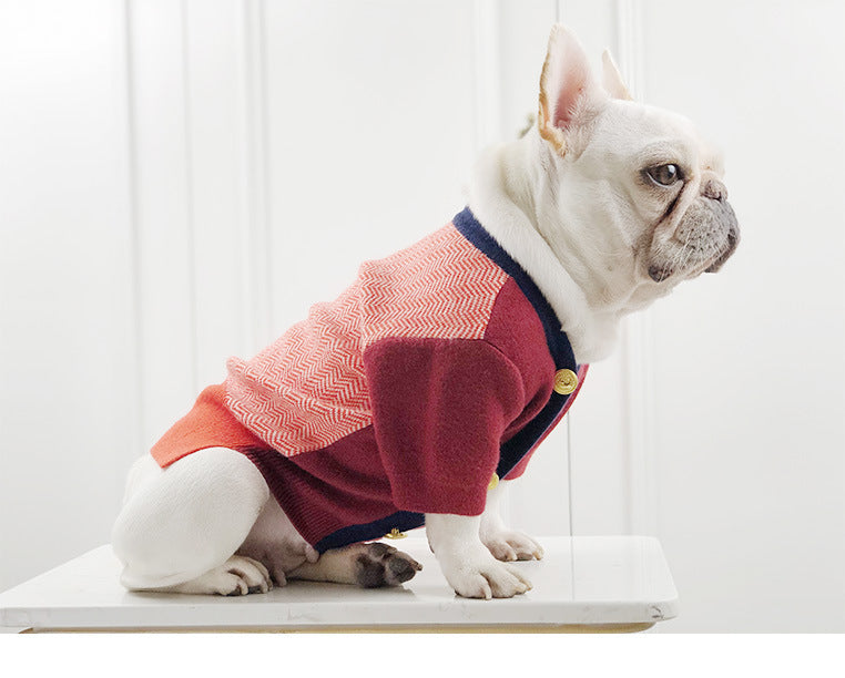 HKM-773459 Cozy Rabbit Fleece Dog and Cat Sweater in Orange and Maroon