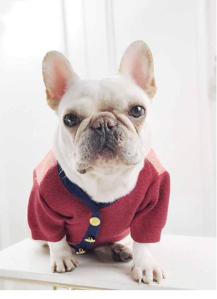 HKM-773459 Cozy Rabbit Fleece Dog and Cat Sweater in Orange and Maroon