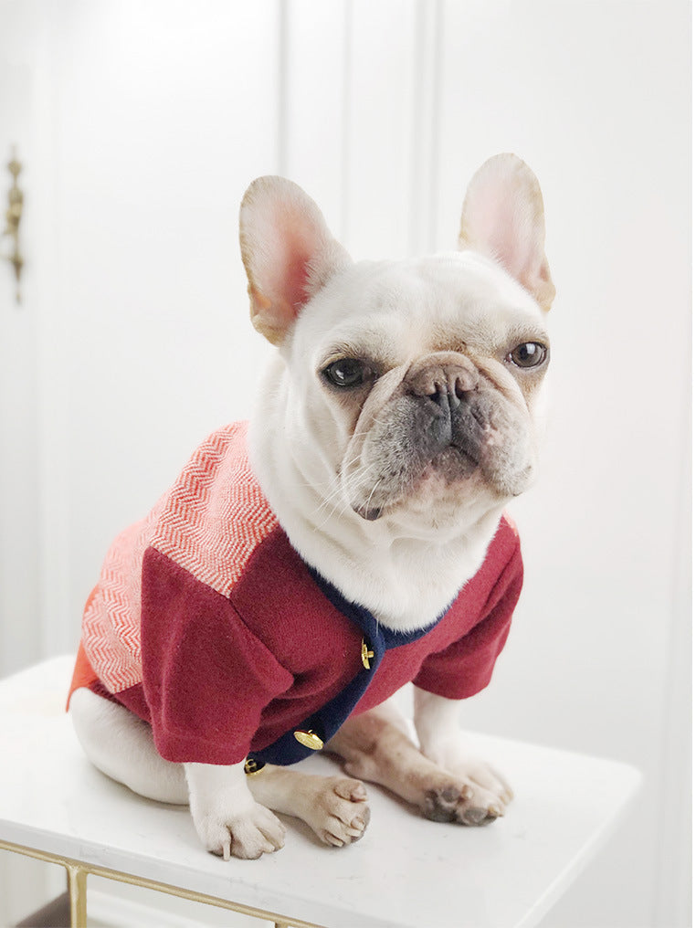 HKM-773459 Cozy Rabbit Fleece Dog and Cat Sweater in Orange and Maroon