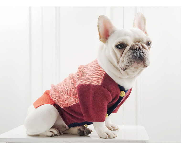 HKM-773459 Cozy Rabbit Fleece Dog and Cat Sweater in Orange and Maroon