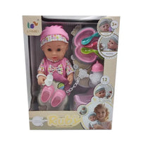 HKM-773523 12 Inch Soft Mini Baby Doll with 4 Sounds for Kids Ages 2-7