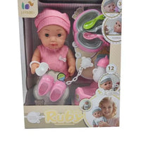 HKM-773523 12 Inch Soft Mini Baby Doll with 4 Sounds for Kids Ages 2-7