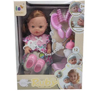 HKM-773523 12 Inch Soft Mini Baby Doll with 4 Sounds for Kids Ages 2-7