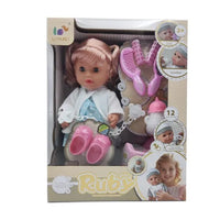 HKM-773523 12 Inch Soft Mini Baby Doll with 4 Sounds for Kids Ages 2-7