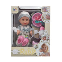 HKM-773523 12 Inch Soft Mini Baby Doll with 4 Sounds for Kids Ages 2-7