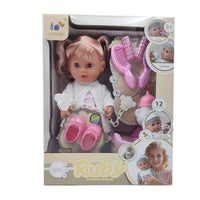 HKM-773523 12 Inch Soft Mini Baby Doll with 4 Sounds for Kids Ages 2-7