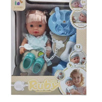 HKM-773523 12 Inch Soft Mini Baby Doll with 4 Sounds for Kids Ages 2-7
