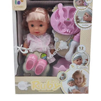 HKM-773523 12 Inch Soft Mini Baby Doll with 4 Sounds for Kids Ages 2-7