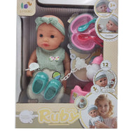 HKM-773523 12 Inch Soft Mini Baby Doll with 4 Sounds for Kids Ages 2-7
