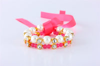 HKM-773587 Bowknot Pearl Pet Collar for Cats and Dogs - Colorful Elegant Jewelry for All Seasons