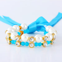 HKM-773587 Bowknot Pearl Pet Collar for Cats and Dogs - Colorful Elegant Jewelry for All Seasons