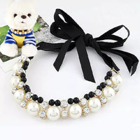 HKM-773587 Bowknot Pearl Pet Collar for Cats and Dogs - Colorful Elegant Jewelry for All Seasons