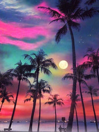 HKM-773651 Sunset Landscape DIY Diamond Painting Kit, Modern 30x40 Resin Craft for Living Room Décor