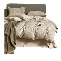 HKM-773715 Floral Pattern Washed Linen Cotton Bedding Set for 1.5m Bed - 4 Pieces