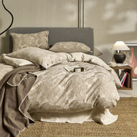 HKM-773715 Floral Pattern Washed Linen Cotton Bedding Set for 1.5m Bed - 4 Pieces