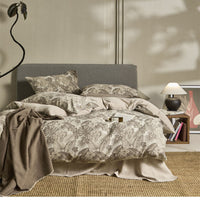 HKM-773715 Floral Pattern Washed Linen Cotton Bedding Set for 1.5m Bed - 4 Pieces