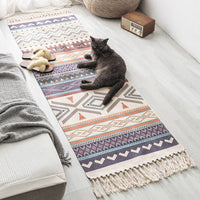 HKM-773779 Nordic Style Imitation Cotton and Linen Tassel Woven Floor Mat Cushion - Available in Unique Patterns and Sizes